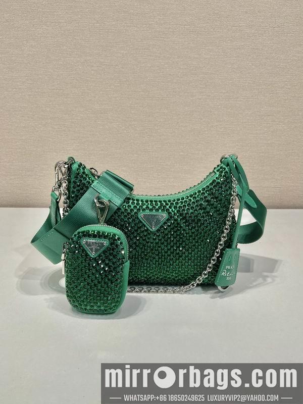 Replica Prada Bags Prada 1BH204绿闪钻22x16x6cm AP