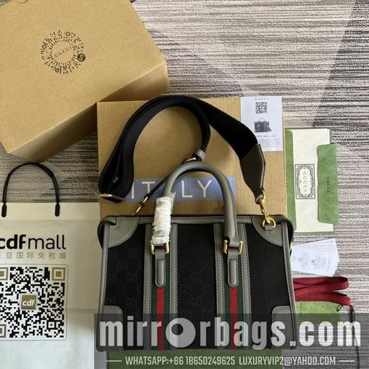 Replica Gucci Bags 1:1 Gucci 715772灰皮-黑帆布27x18x14cm CN