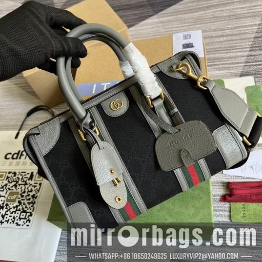 Replica Gucci Bags 1:1 Gucci 715772灰皮-黑帆布27x18x14cm CN