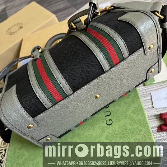 Replica Gucci Bags 1:1 Gucci 715772灰皮-黑帆布27x18x14cm CN