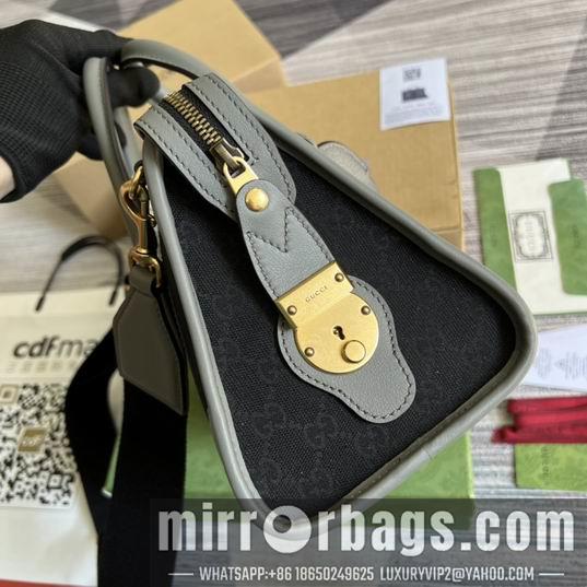 Replica Gucci Bags 1:1 Gucci 715772灰皮-黑帆布27x18x14cm CN