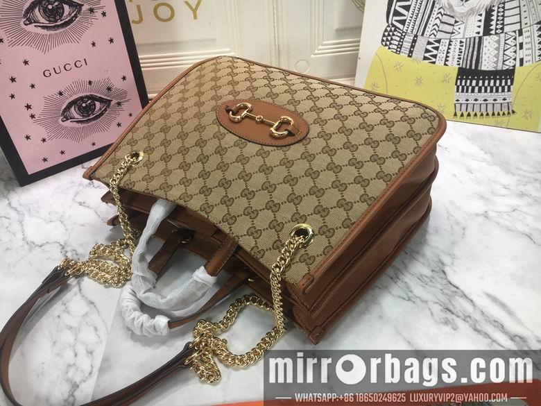 Replica Gucci Bags 1:1 WD621144杏布棕皮 35X27X12
