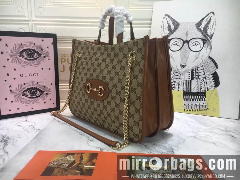 Replica Gucci Bags 1:1 WD621144杏布棕皮 35X27X12