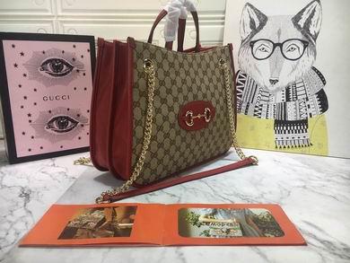 Replica Gucci Bags 1:1 WD621144杏布红皮 35X27X12