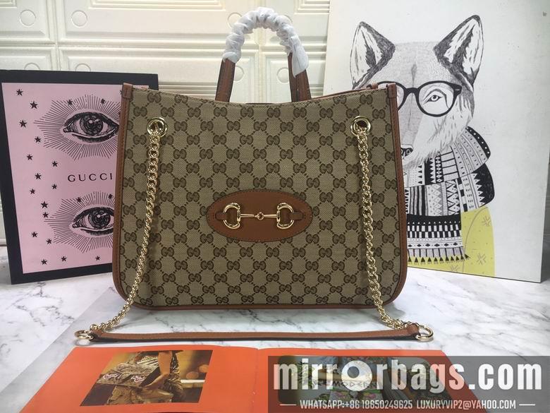 Replica Gucci Bags 1:1 WD621144杏布棕皮 35X27X12