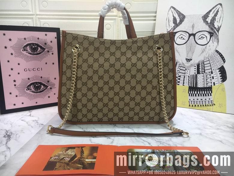 Replica Gucci Bags 1:1 WD621144杏布棕皮 35X27X12