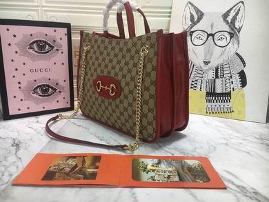 Replica Gucci Bags 1:1 WD621144杏布红皮 35X27X12
