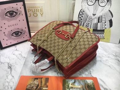 Replica Gucci Bags 1:1 WD621144杏布红皮 35X27X12