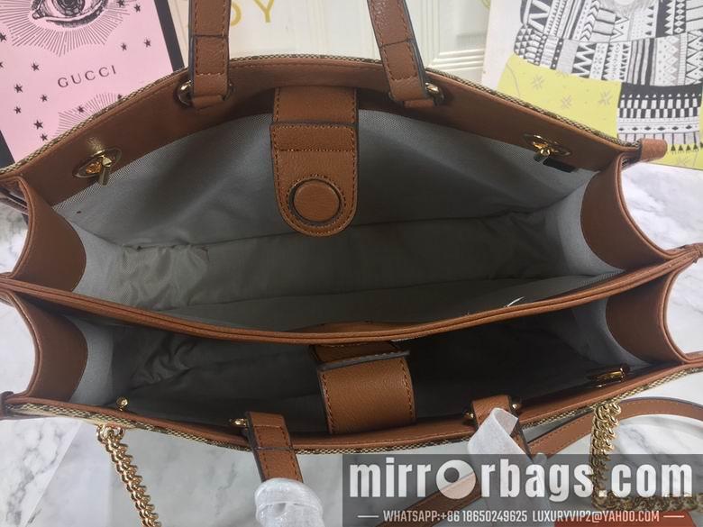Replica Gucci Bags 1:1 WD621144杏布棕皮 35X27X12