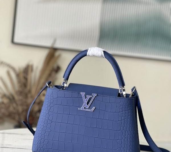 LV Replica Bags Capucines N93163雾蓝鳄鱼纹31x20x11cm