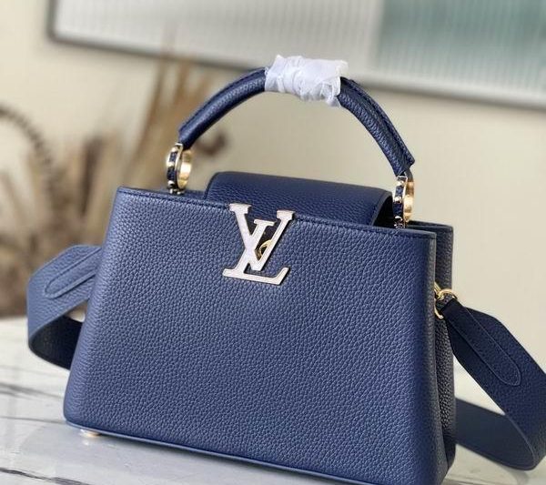 LV Replica Bags Capucines M21150深蓝拼贝母27x18x9cm