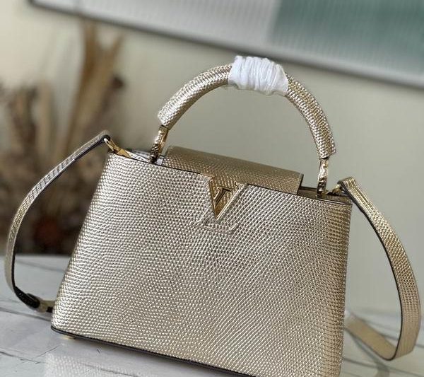 LV Replica Bags Capucines M48865金色蜥蜴27x18x9cm