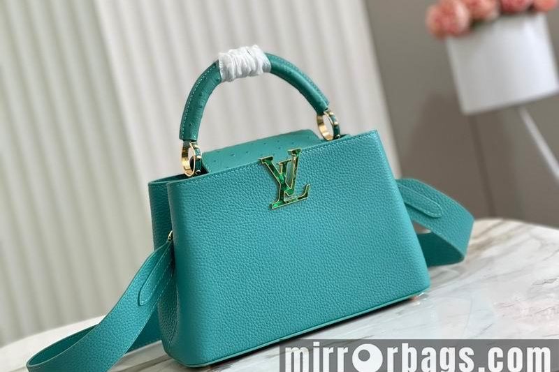 LV Replica Bags Capucines M21164绿鸵鸟拼贝母 27x18x9cm