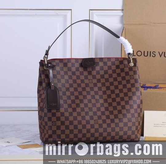 1:1 Louis Vuitton Bags M43704咖啡红 白格粉35.5x14x33.5cm ww