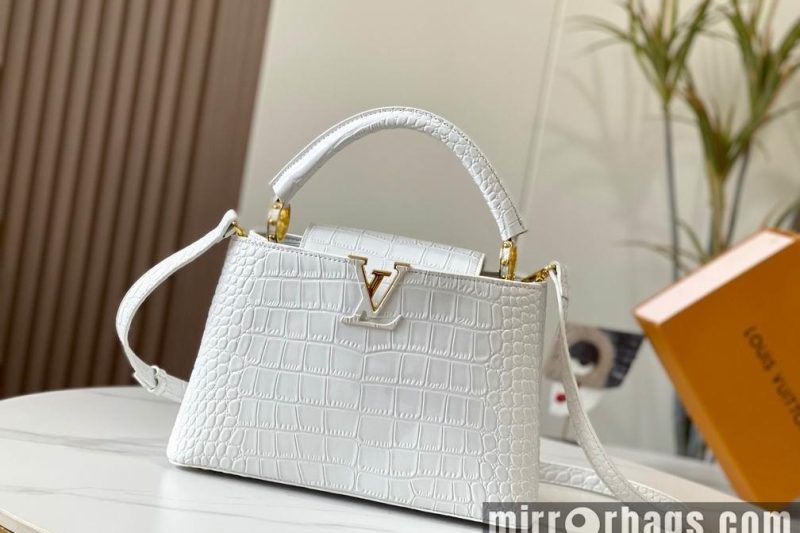 1:1 Louis Vuitton Bags N92967复古白色鳄鱼纹31.5x20x11cm cs