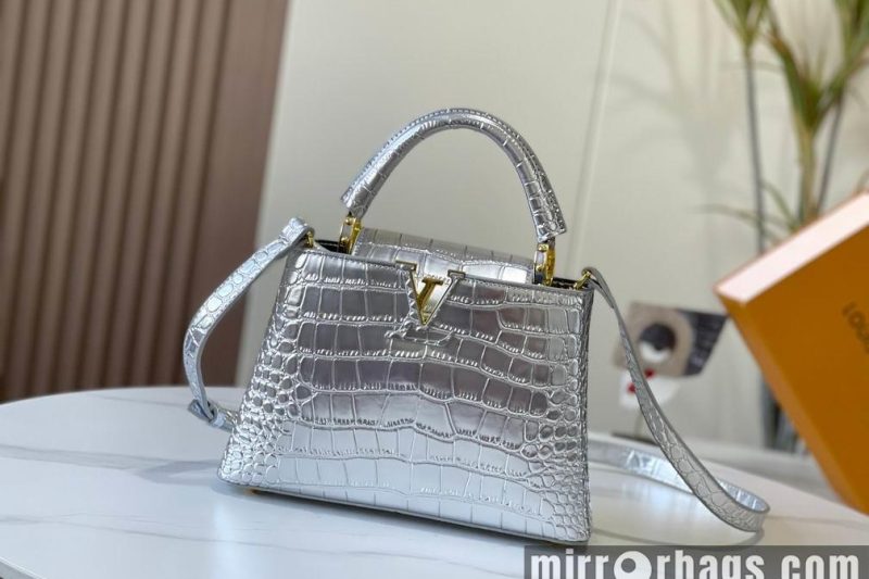 1:1 Louis Vuitton Bags N92173复古银色鳄鱼纹27x18x9cm cs