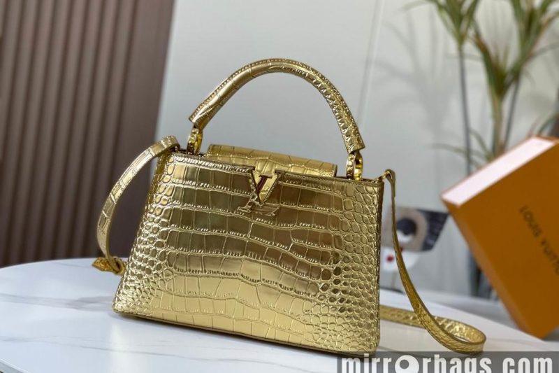 1:1 Louis Vuitton Bags N92173复古金色鳄鱼纹27x18x9cm cs