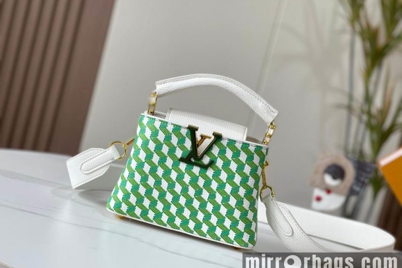 1:1 Louis Vuitton Bags Capucines M59879白色编织 21x14x8cm cs