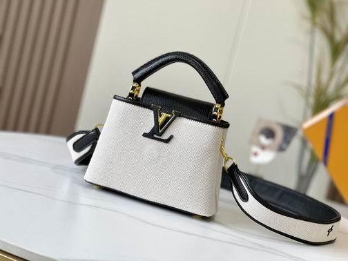 1:1 Louis Vuitton Bags Capucines M59872麻布配黑21x14x8cm cs