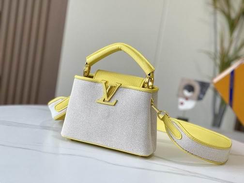 1:1 Louis Vuitton Bags Capucines M59872麻布配蛋黄金扣21x14x8cm cs