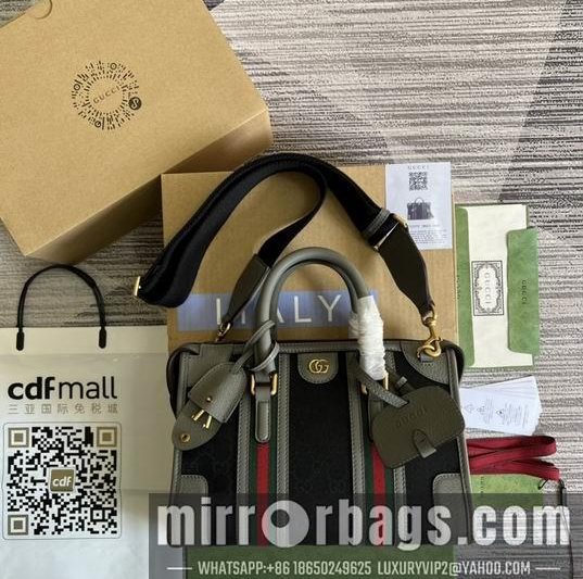Replica Gucci Bags 1:1 Gucci 715772灰皮-黑帆布27x18x14cm CN