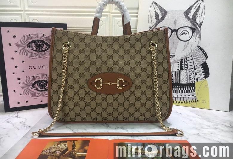 Replica Gucci Bags 1:1 WD621144杏布棕皮 35X27X12