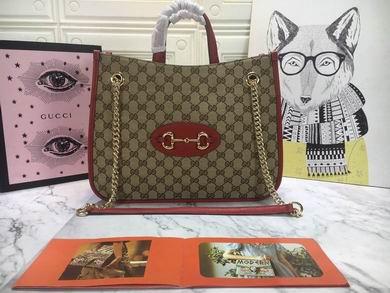 Replica Gucci Bags 1:1 WD621144杏布红皮 35X27X12